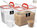 Shazo 2 PC (11L | 372 oz) Flour Sugar Storage Containers with Spout Lid & Easy Carry Handle - BPA Free Extra Large Airtight Food Storage Containers with Lids - Rice Canisters Sets for Kitchen & Pantry