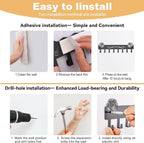 Key Holder Wall Mount with 8 Key Hooks for Wall, Adhesive or Drill Wall Key Holder, Modern Key Organizer Wall Mount Key Rack for Entryway, Kitchen, Hallway, RV Decor（Large）