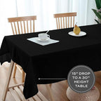 White Classic WEALUXE Black Table Cloths for 6 Foot Folding Tables [2 Pack, 60x102 Inches] Tablecloths Rectangular, Washable Linen Fabric Cloth