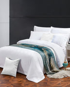 Abstract Mottled Turquoise Green Gray Art Bed Runners for Bedroom Hotel,Decorative Bedding Scarf Retro Painting Bed End Blanket Bedding Runner Scarves for King Size Bed,102x20in