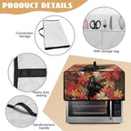 Air Fryer Toaster Oven Dust Cover Dust Protection Countertop Convection Oven Cover Stain-resistant Kitchen Appliance Protector, L, Black Cat Maple Leaf Fall Decor