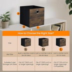 4 Pack Durable Storage Cube Bin with Decorative Wood Grain,Stylish Thickened Fabric Cube Box,Space-saving Storage Basket for Shelves,Closet,Office,Bedroom,Living Room,Nursery,Dorm,RV,13x13x13in(Large)
