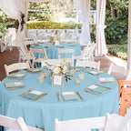 Mulbozy 12 Pack Light Blue Round Tablecloth, 84 Inches Plastic Table Cover, Premium Disposable Round Party Tablecloth for Restaurant Dinners, Wedding, Grad Party, Baby Shower, Outdoor Camping