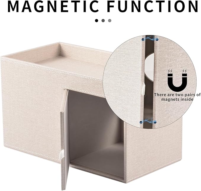 Square Tissue Box Cover with Drawers,Tissue Box Holder with Storage Tray, Makeup Organizer and Desk Organizer,Tissue Holders Decorative for Bathroom Vanity NightStand Dressing Table (Beige)