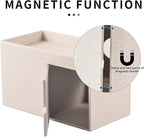 Square Tissue Box Cover with Drawers,Tissue Box Holder with Storage Tray, Makeup Organizer and Desk Organizer,Tissue Holders Decorative for Bathroom Vanity NightStand Dressing Table (Beige)