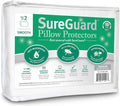 Set of 2 Travel Size SureGuard Pillow Protectors - 100% Waterproof, Bed Bug Proof, Hypoallergenic - Premium Zippered Cotton Covers - Smooth