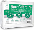 Set of 2 Travel Size SureGuard Pillow Protectors - 100% Waterproof, Bed Bug Proof, Hypoallergenic - Premium Zippered Cotton Covers - Smooth