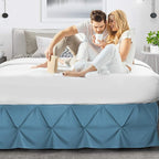Nestl Blue Heaven Twin Bed Skirt - Pinch Pleat, 14" Drop, Microfiber