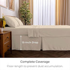Mellanni Bed Skirt Full Size - Bed Skirting - 15-Inch Tailored Drop Pleated Dust Ruffle - Hotel Luxury Bedding - Wrinkle, Fade, Stain Resistant - 1 Bedskirt (Full, Beige)