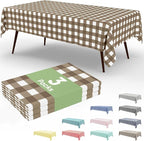 Smiry 3 Pack Brown Gingham Disposable Tablecloths - 54" x 108" Heavy Duty Plastic Table Cloth, Waterproof Buffalo Plaid Table Covers for Picnic, Banquets, Outdoor Parties