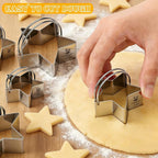 Star Cookie Cutters (5 Pieces/Set),Biscuit Cutter Set with Handle and Big Ring, Professional Baking Dough Cutter Tools for Cakes, Sandwiches, Donuts, Dumplings