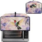 Hummingbird Hydrangea Floral Print Dust Cover for Microwave Oven Waterproof Heavy Duty Microwave Oven Cloth Cover with Storage Pockets Kitchen Appliance Protector, S