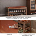 AQIMUELE Shoe Rack Bench,2 Tiers Shoe Bench with Storage with Flip-Top,Wood Shoe Rack for Entryway,Hallway（Orange Upholstered Seat,11.8" D x 39.3" W x 15.7" H）