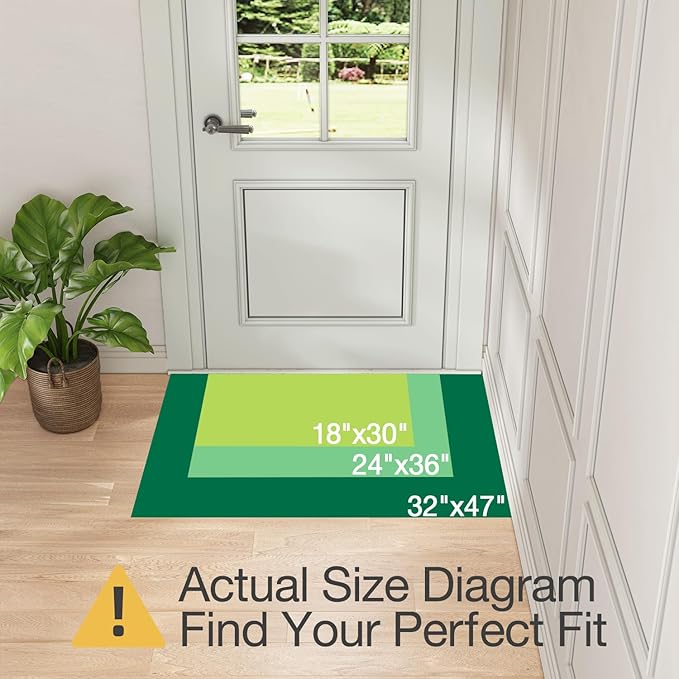 LUMI Ultra Thin Door Mat, 18x30 Non Slip Indoor Doormat Entrance Washable Rugs Entryway Oriental Vintage Soft Carpet for Kitchen Bedroom Front Door, Grey