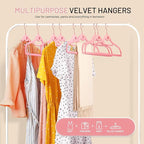Velvet Stackable Hangers 30 Pack, STOPKLAS Pink Clothes Hangers Non Slip Felt Hangers with 360° Swivel Hook, Thin Hanger Space Saving, Heavy Duty Closet Hanger for Clothes, Coats, Suits, Dress, Pants