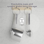 CuttleLab Measuring Cups and Measuring Spoons Set of 14 - Stainless Steel Measuring Cups and Spoons Set, Includes 1/8 Teaspoon Measuring Spoon, 1/8 Cup Measuring Cup, Leveler Dry (14, Charcoal)