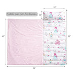 david's kids Toddler Nap Mat with Removable Pillow and Minky Fleece Blanket, Ultra Soft Slumber Bags for Girls, Perfect for Preschool, Daycare, Kids Sleeping Bags with Rollup Design, 50"x20", Princess