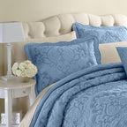 BrylaneHome Bedding Lightweight All Season Modern Amelia Quilted Damask Oversized Ultra Soft Bedspread - Full, Ivory