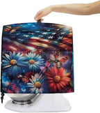 American Flag Daisy Butterfly Mixer Cover Protector, Dust Covers for 6-8 Quart Kitchen Aid Mixer, Polyester, Waterproof, Multicolor, Drawstring Closure