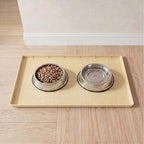 MateeyLife Silicone Mat Waterproof 12"X19", Ideal for Dog and Cat Food Mat, Dog Bowl Mats for Food and Water, Pet Placemat with Lip for Messy Drinkers to Protect Floor, Khaki