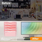 Kuntine.B Wall File Organizer Office Hanging Magazine Holder Wall File Organizer for Office Home (Pink, 5 Tier)