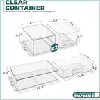Sorbus Acrylic Storage Containers - 3 Pack, Stackable Storage Bins Set for Bathroom Organization - Clear Acrylic Drawer Organizers - Makeup Case Pull-Out Drawers (4.4’’ Tall and 12.1’’ Wide)