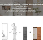 KungFuWood Full Length Mirror with Shelf and Hooks,Entry Way Mirrors for Wall,Wall Mirror with Shelf,Wall Mirror with Storage Multifunctional Design Panel,Living Room