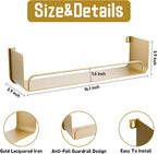 16 Inch Gold Floating Shelves Set of 2, Narrow Iron Bathroom Shelves with Guardrail, U-Shaped Wall Mounted Shelf for Home Decor & Organizer, Display Shelf for Bathroom,Kitchen,Bedroom&Any Room