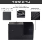 PU Leather Tissue Box Cover with Storage Square-Multifunctional Tissue Holder,Remote Control Holder,Decorative Tissues Boxes Organizer,Home Office Desktop Storage box,Black