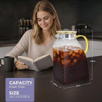 Glass Pitcher With Lid and Spout, 1.8 Liter 60 oz Glass Pitchers With Handle And Lid, Jug Water Pitchers For Fridge, Carafe Jar for Hot/Cold Water Iced Tea Juice Coffee Milk Beverage