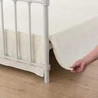 Queen Bed Skirt, Pleated Waffle Weave Bed Skirt with Split Corners, Tailored Dust Ruffle 16 Inch Drop Easy Fit, Machine Washable, Ivory, 16" Queen