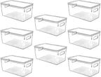 Clear Plastic Storage Bins with Lids, Perfect for Kitchen Organization or Pantry Organization and Storage, Stackable Fridge Organizer Bins, Storage Containers for Organizing, Cabinet Organizers