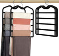 Pants Hangers Space Saving,5 Pack Velvet Short Neck Pants Hangers,5 Tier Space Saving Velvet Hanger,Closet Organizers and Storage Dorm Room Essentials for College Students Girls Guys Holds Pant,Jean