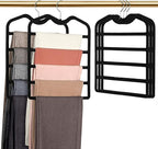 Pants Hangers Space Saving,5 Pack Velvet Short Neck Pants Hangers,5 Tier Space Saving Velvet Hanger,Closet Organizers and Storage Dorm Room Essentials for College Students Girls Guys Holds Pant,Jean
