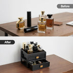 Cologne Organizer for Men,Cologne Stand with 2 Drawer,Nightstand Organizer,Cologne Shelf,Dresser Drawer Organizers,Organizador de Perfumes,Perfume Stand Organizer for Bedroom,Three Layer