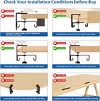 Zilink No Drill Under Desk Cable Management Tray 30" Cord Organizer for Table Clamp/Screw Mount Desk Cable Management Sturdy Waterproof Fabric Cord Hiders for Office, Home