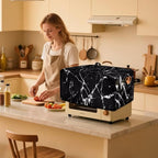 Air Fryer Toaster Oven Dust Cover Protective Microwave Oven Cover with Pockets, Dust-proof Countertop Appliance Protector, L, 18.5 x 22.5 x 13 Inches, Black Marble White Crack