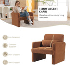 Gaussen Sherpa Accent Chair Mid Century Modern Living Room Chairs with Pillow Fluffy Single Sofa Chair Upholstered Arm Chair Oversized Reading Chair Comfy Chair for Bedroom/Office/Cafe (Autumn)