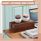 3 Pcs 3 Size Wooden Cable Box Organizer Set with 130 Pcs Cable Management Kit, Desk Cord Hider Cord Holder to Hide Wires Power Strips(Walnut Color)