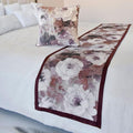The HomeCentric King/Queen/Twin Purple Decorative Queen 74"x18" Bed Runner with One Pillow Cover, Floral, Roses, Bead Embroidery & Handmade Bed Scarf on Jacquard Fabric - Wood Rose