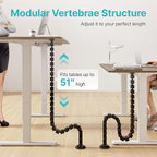PEGZONE Under Desk Cable Management Spine – Flexible Cable Snake Organizer for Standing Desk, Tool-Free Magnetic Vertebrae Wire Management for 0.4"-2" Table, Black