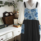 Uaussi Cotton Linen Apron Cross Back Work Apron for Women with Pockets Pinafore Dress X Cross Halter Apron for Chef Gardening