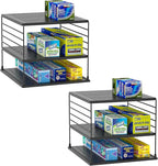 Adjustable Pantry Organizers and Storage - Steel Wire & Plastic Saran Wrap Holder, Black, 10.75 in x 12 in x 9.25 in