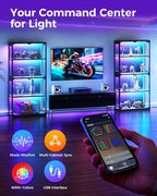AODK Display Case with RGB Lights, 4-Tier Display Cabinet with Glass Doors and