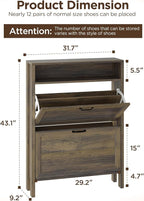 LOUVIXA Shoe Cabinet with 2 Flip Drawers, Narrow Shoe Storage Cabinet, Freestanding Shoe Cabinet Organizer, Hidden Shoe Rack Cabinet for Entryway, Hallway (2-Drawers, Brown/2-drawers)
