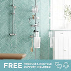 Zenna Home Tension Pole Shower Caddy Corner Organizer, Adjustable Standing Shower Caddy with 4 Baskets and Built in Towel Bar, Rust Resistant Bathroom Tension Rod Organizer, 60 to 97 Inch, Chrome