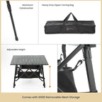 ARROWHEAD OUTDOOR 2-Pack 39" Aluminum Folding Camp Roll Up Table w/Adjustable Height, Undertable Mesh Storage, Carry Bag