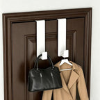 HUFEEOH Over Door Hooks, Stainless Steel Door Hanger with Non-Slip Pads, Easy Install Towel Coat Storage Fits 1-3/4" Thick Door (White, Fits 1-3/4" Thick Door -L Shape - 2 Pack)