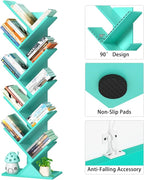 SHEEPAM 10 Tier Tree Book Shelf, Floor Standing Wood Bookshelf
