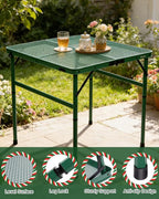 Square Folding Card Table with Adjustable Height (12" & 26"), Green Portable Metal Mesh Table for Camping, BBQ, Picnic, Game, Patio & Indoor Use, Fits 2–4 People, Lightweight 7.6 lb, Supports 66 lb